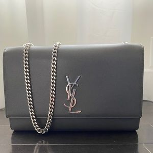 YSL Grain De Poudre Large Monogram Kate Satchel